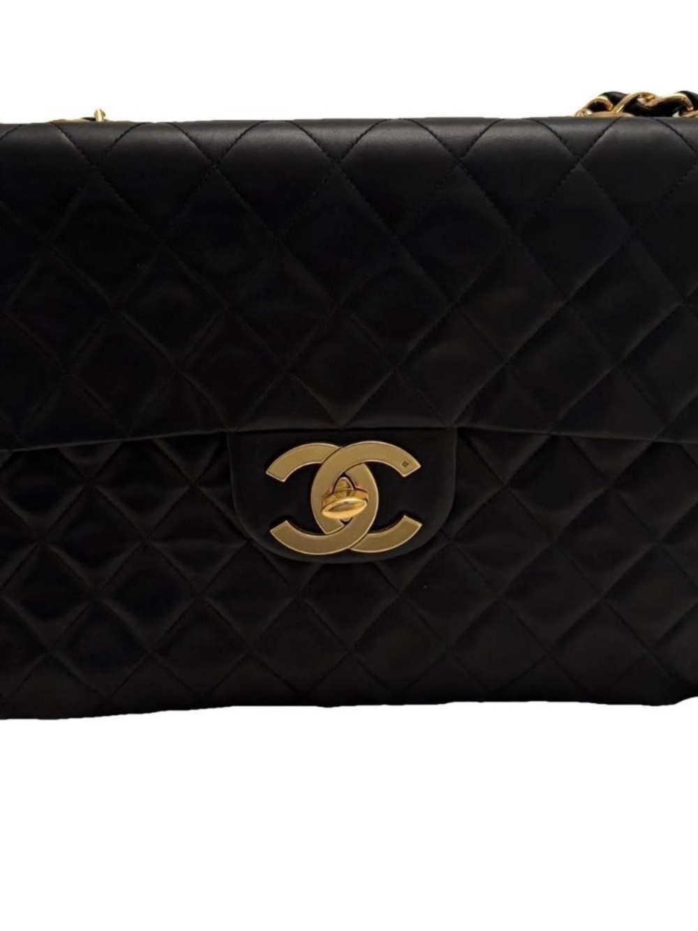 CHANEL Black Quilted Shoulder Bag with Gold Hardware